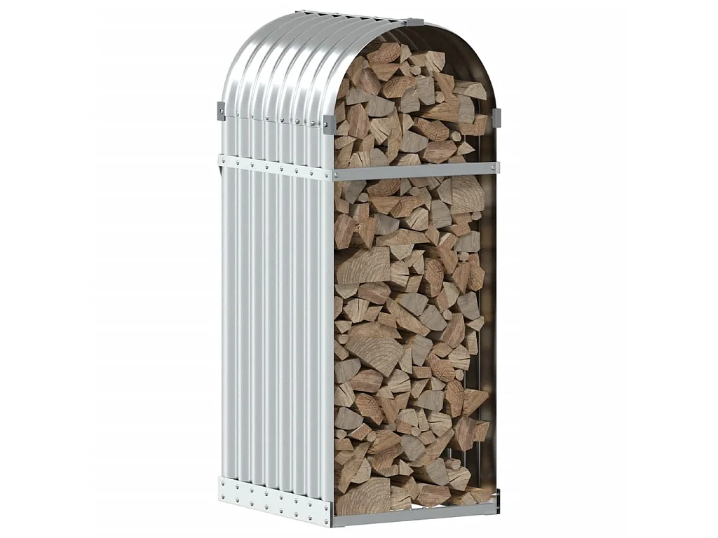 Porte-bûches argenté 40x45x100 cm acier galvanisé EFVE38327 BonneVie Meuble