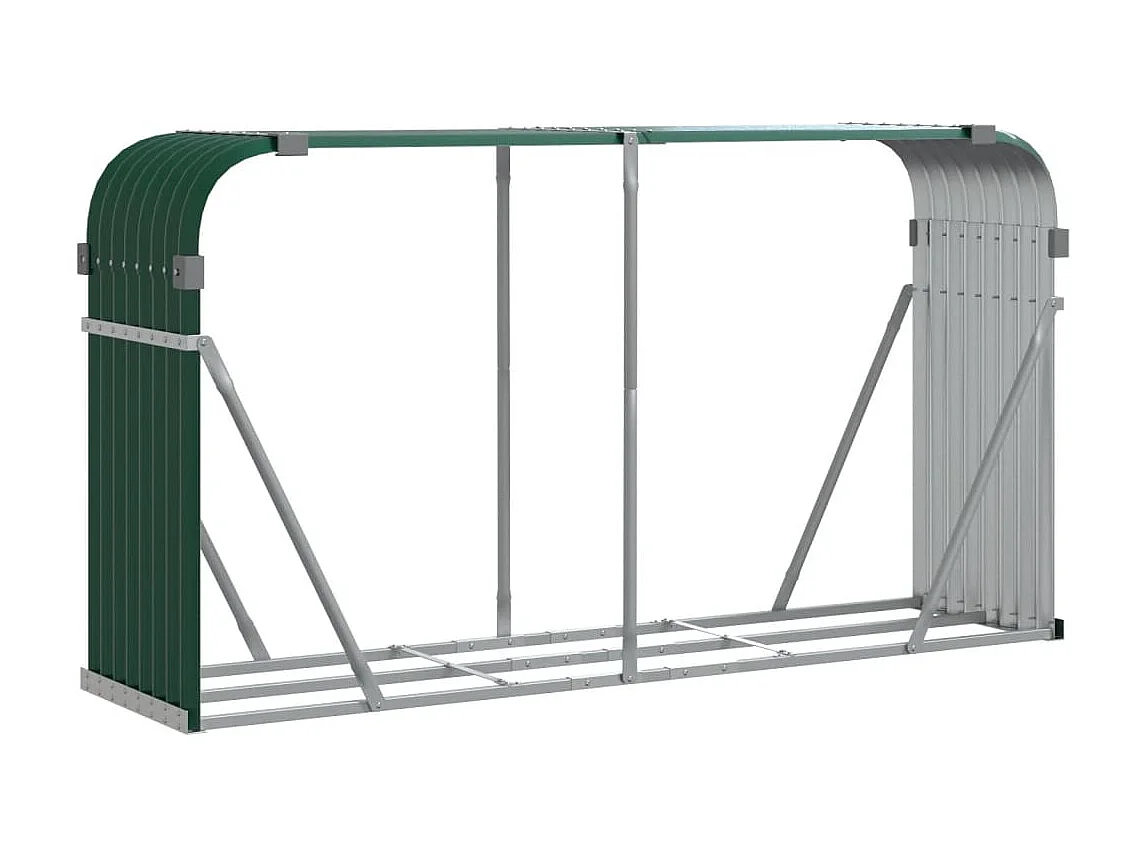Porte-bûches vert 180x45x100 cm acier galvanisé EFVE33002 BonneVie Meuble