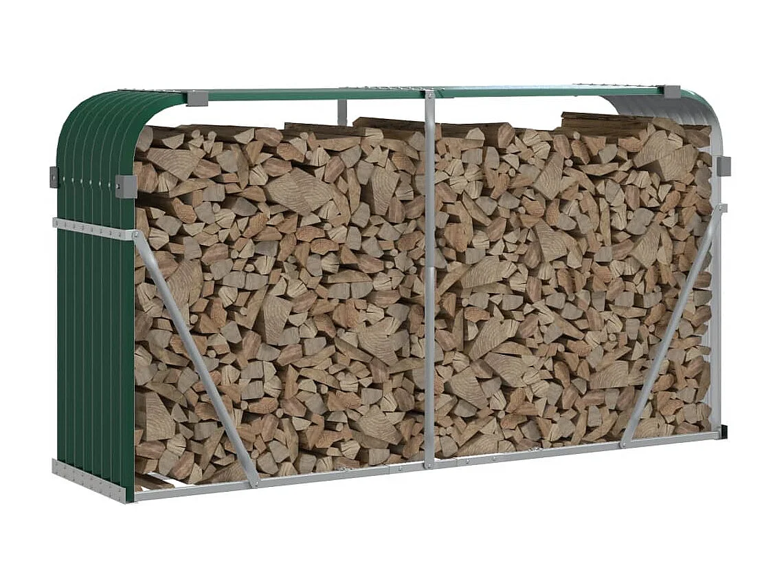 Porte-bûches vert 180x45x100 cm acier galvanisé EFVE33002 BonneVie Meuble