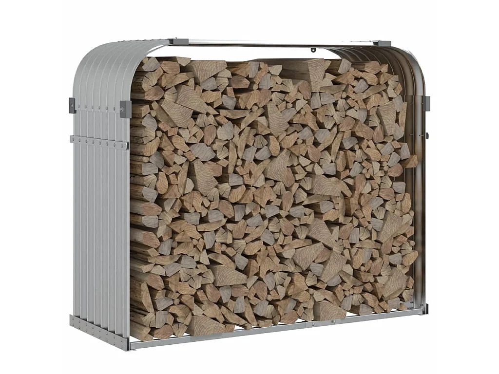 Porte-bûches argenté 120x45x100 cm acier galvanisé EFVE57830 BonneVie Meuble