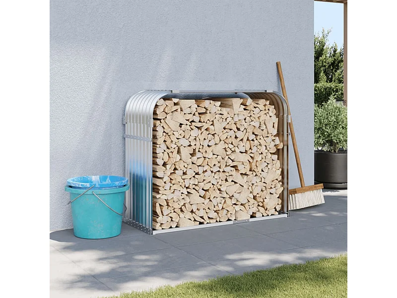 Haardhoutopslag 120x45x100 cm gegalvaniseerd staal zilverkleur NL384624