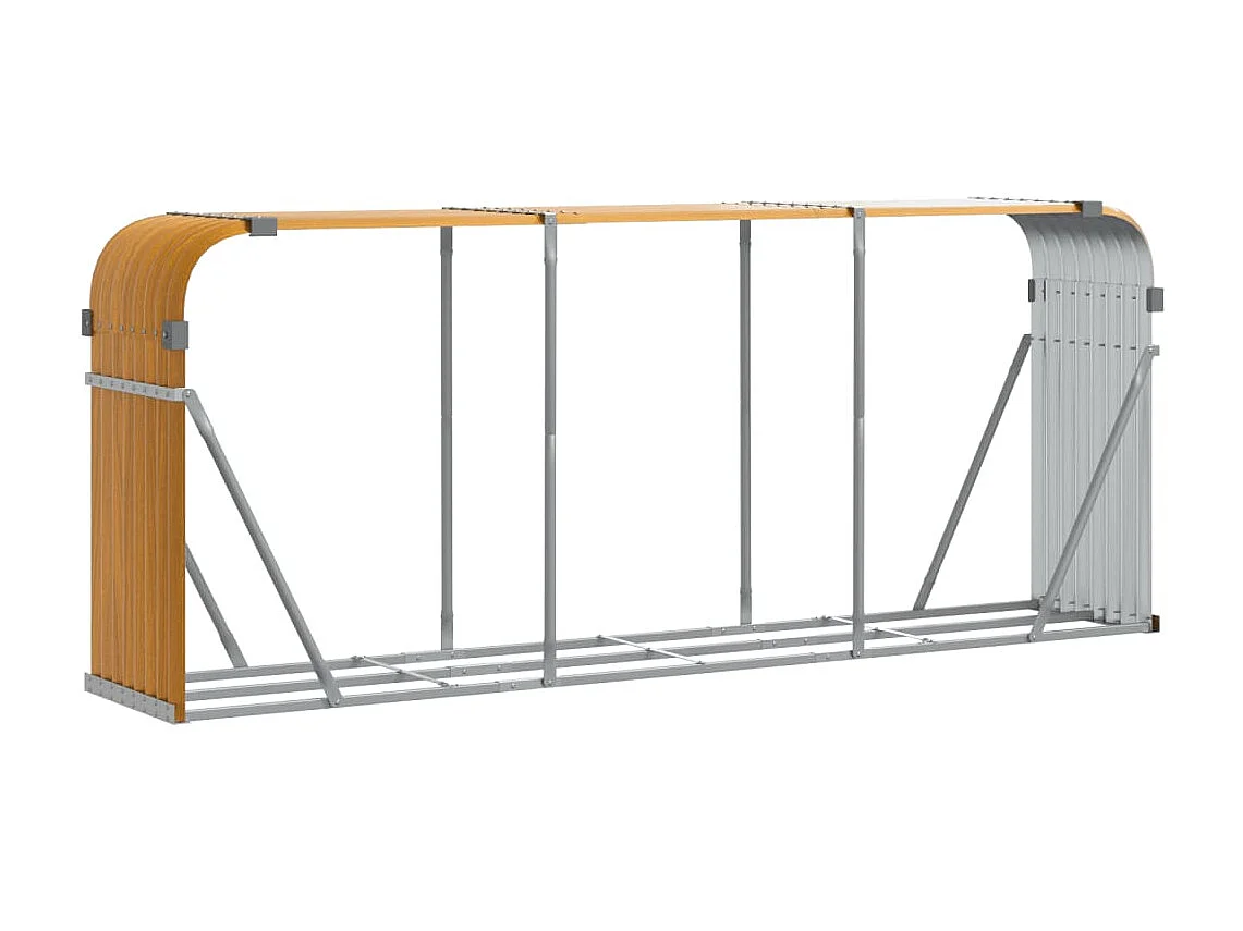 Porte-bûches marron clair 234x45x100 cm acier galvanisé EFVE31315 BonneVie Meuble