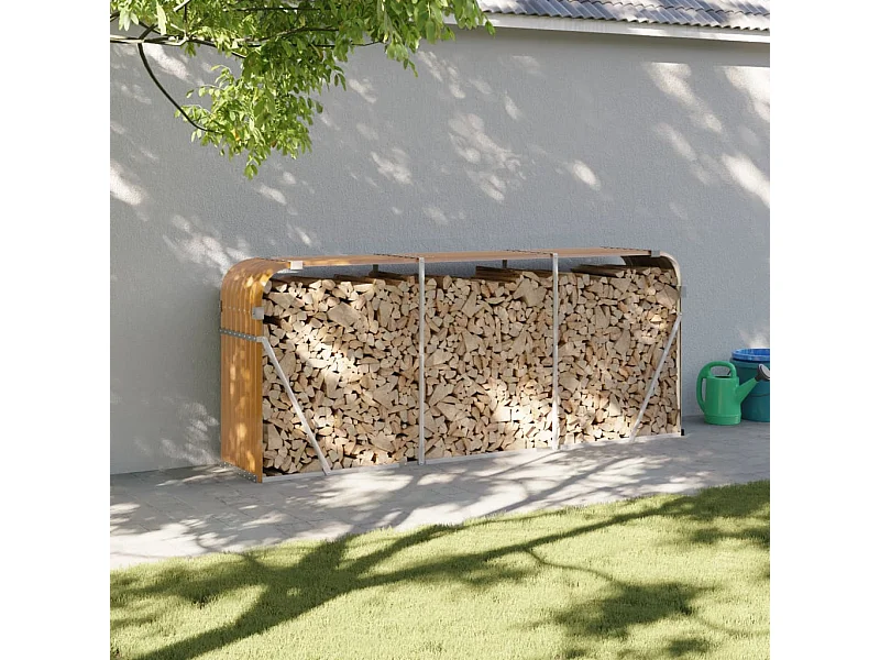Haardhoutopslag 234x45x100 cm gegalvaniseerd staal lichtbruin NL877703