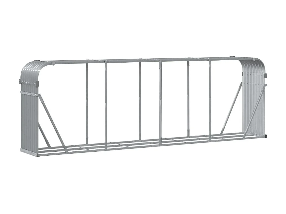 Porte-bûches gris clair 300x45x100 cm acier galvanisé EFVE31952 BonneVie Meuble