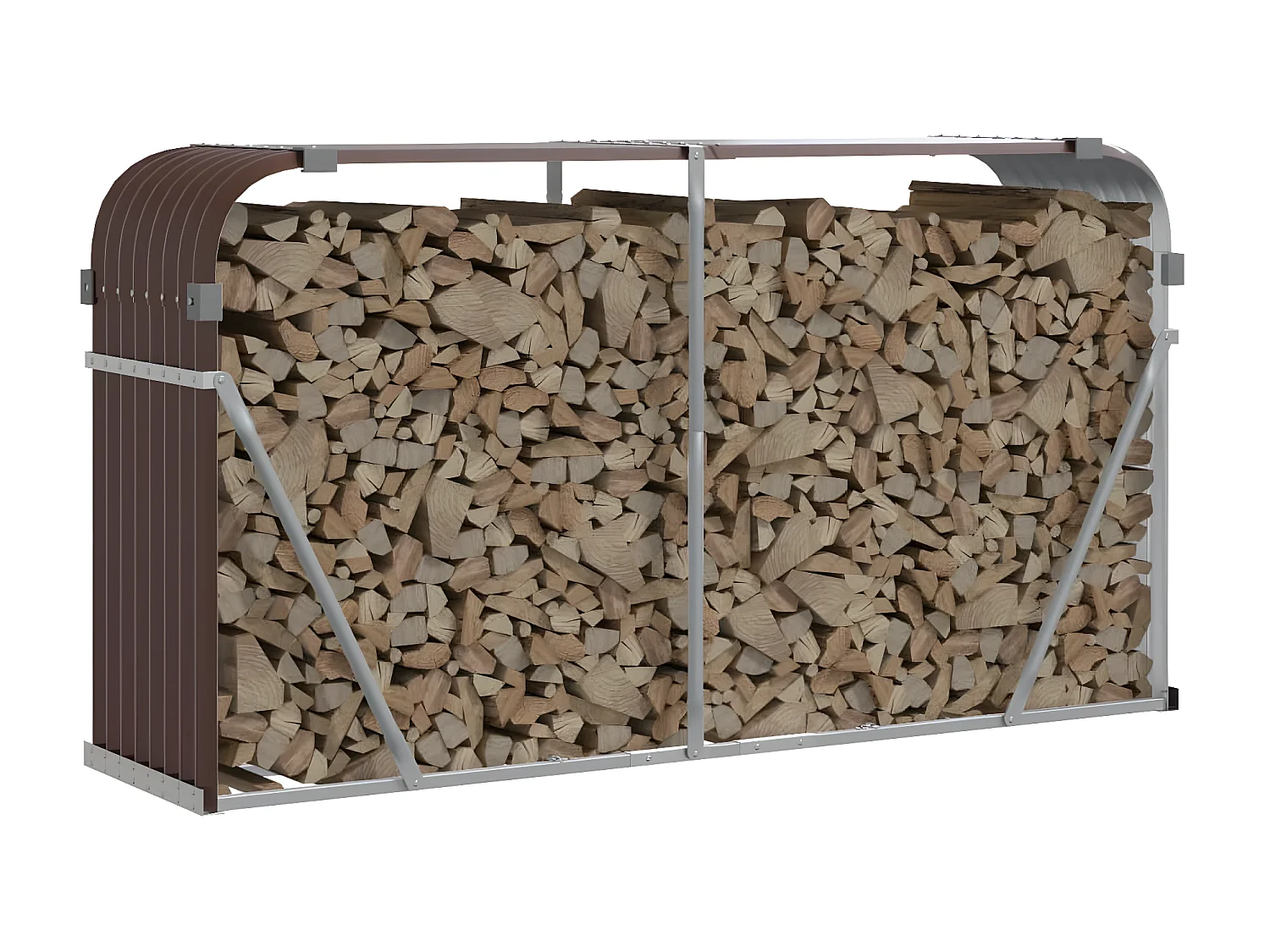 Porte-bûches marron 180x45x100 cm acier galvanisé EFVE29019 BonneVie Meuble