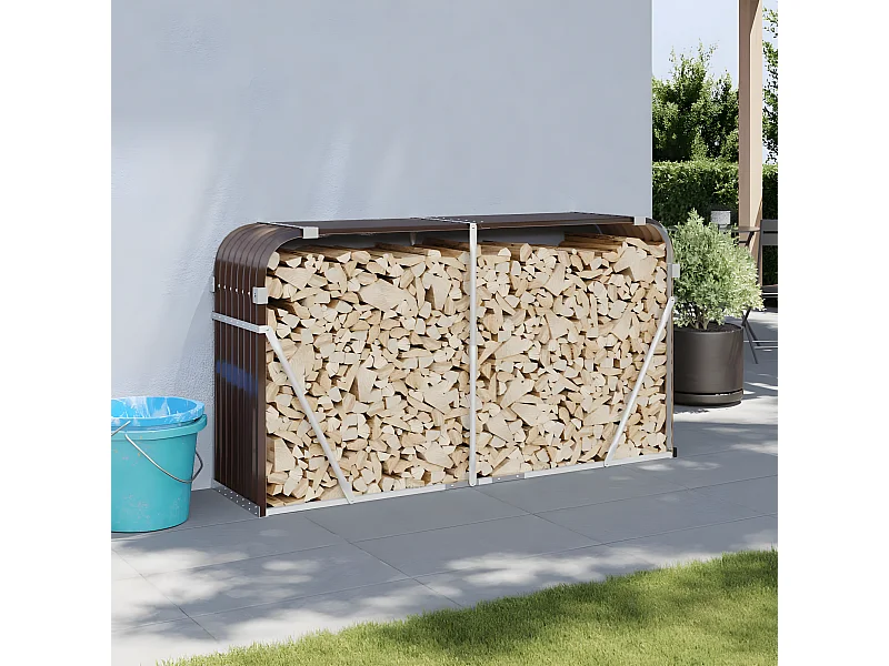 Haardhoutopslag 180x45x100 cm gegalvaniseerd staal bruin NL254689
