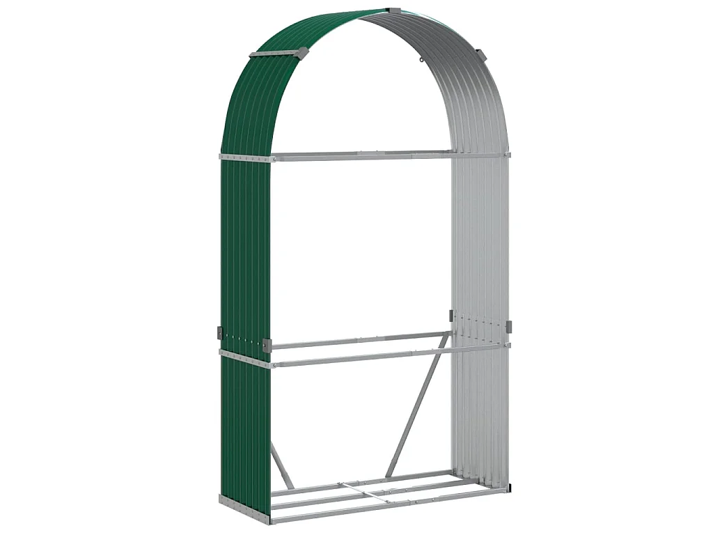 Porte-bûches vert 120x45x210 cm acier galvanisé EFVE77261 BonneVie Meuble