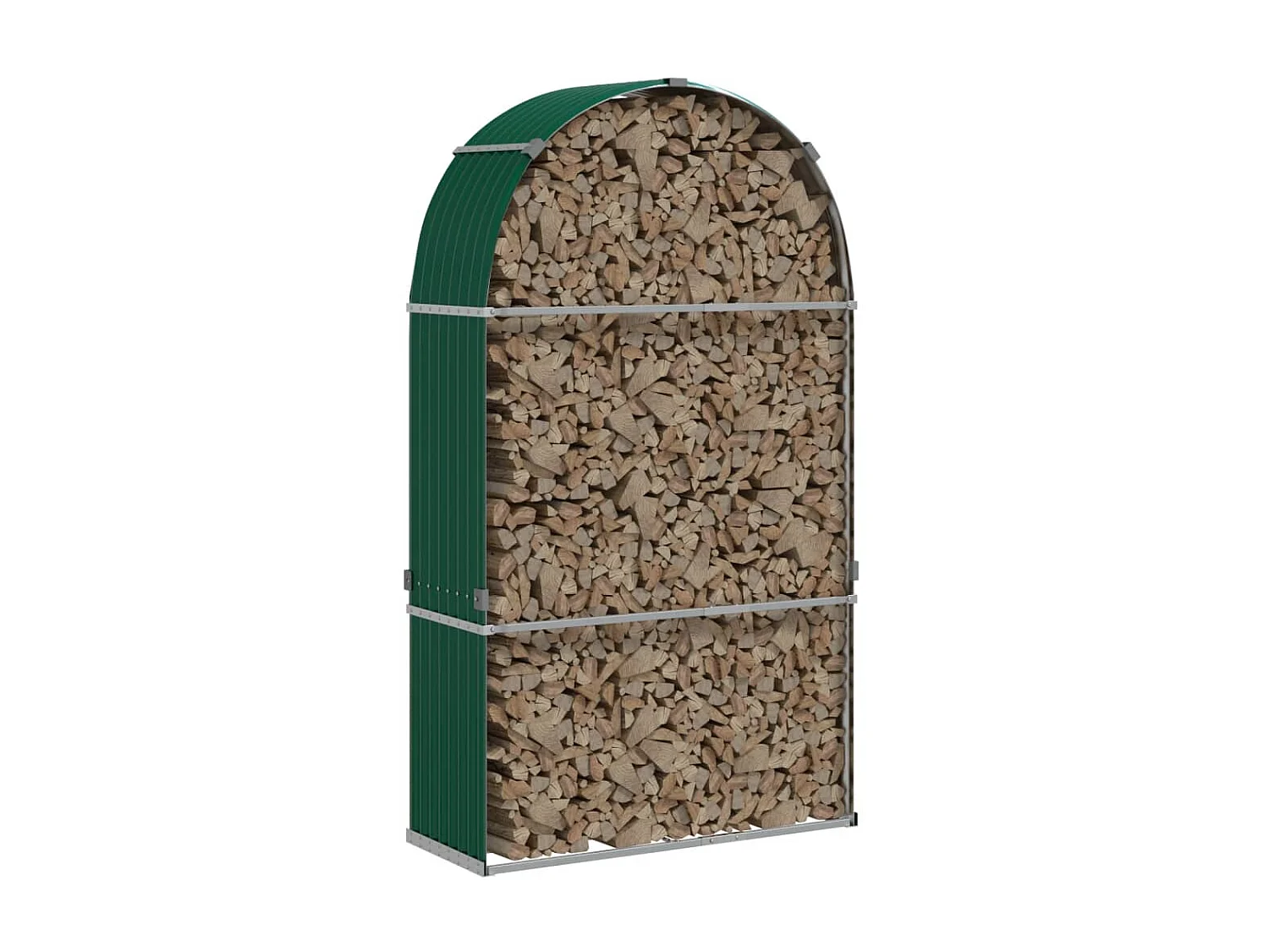 Porte-bûches vert 120x45x210 cm acier galvanisé EFVE77261 BonneVie Meuble