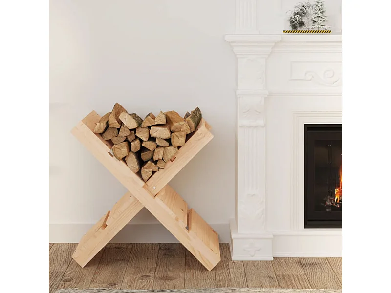 Porte-bûches 47x39,5x48 cm Bois massif de pin -ASAF84249 BonneVie Meuble