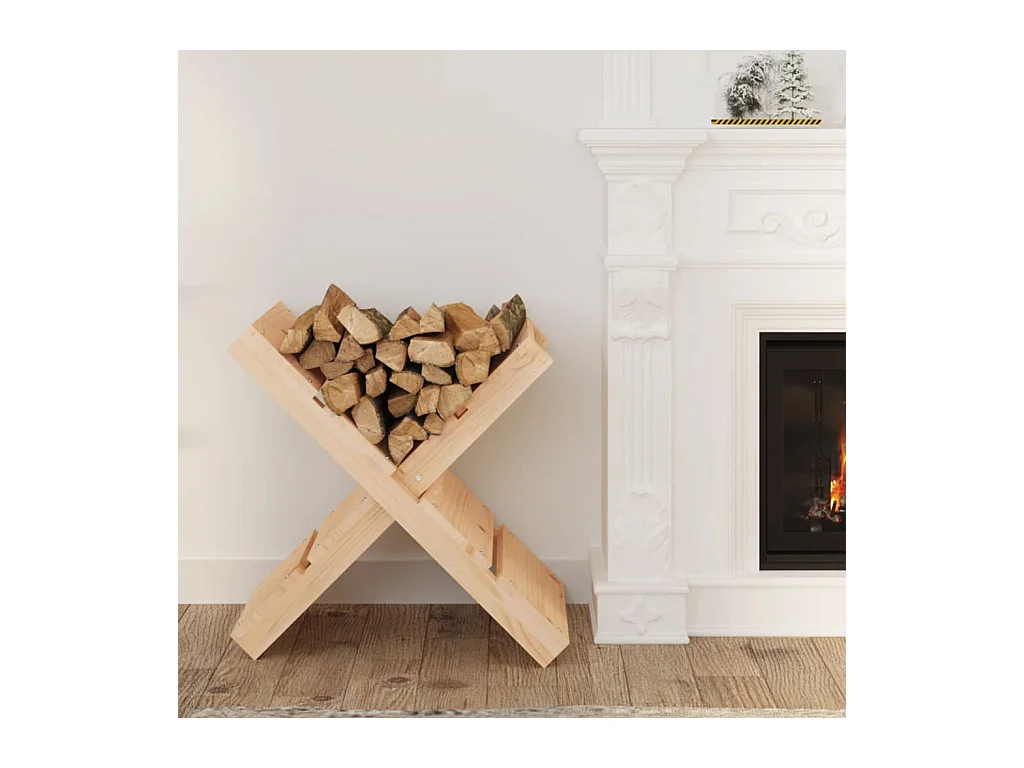 Porte-bûches 47x39,5x48 cm Bois massif de pin -ASAF84249 BonneVie Meuble
