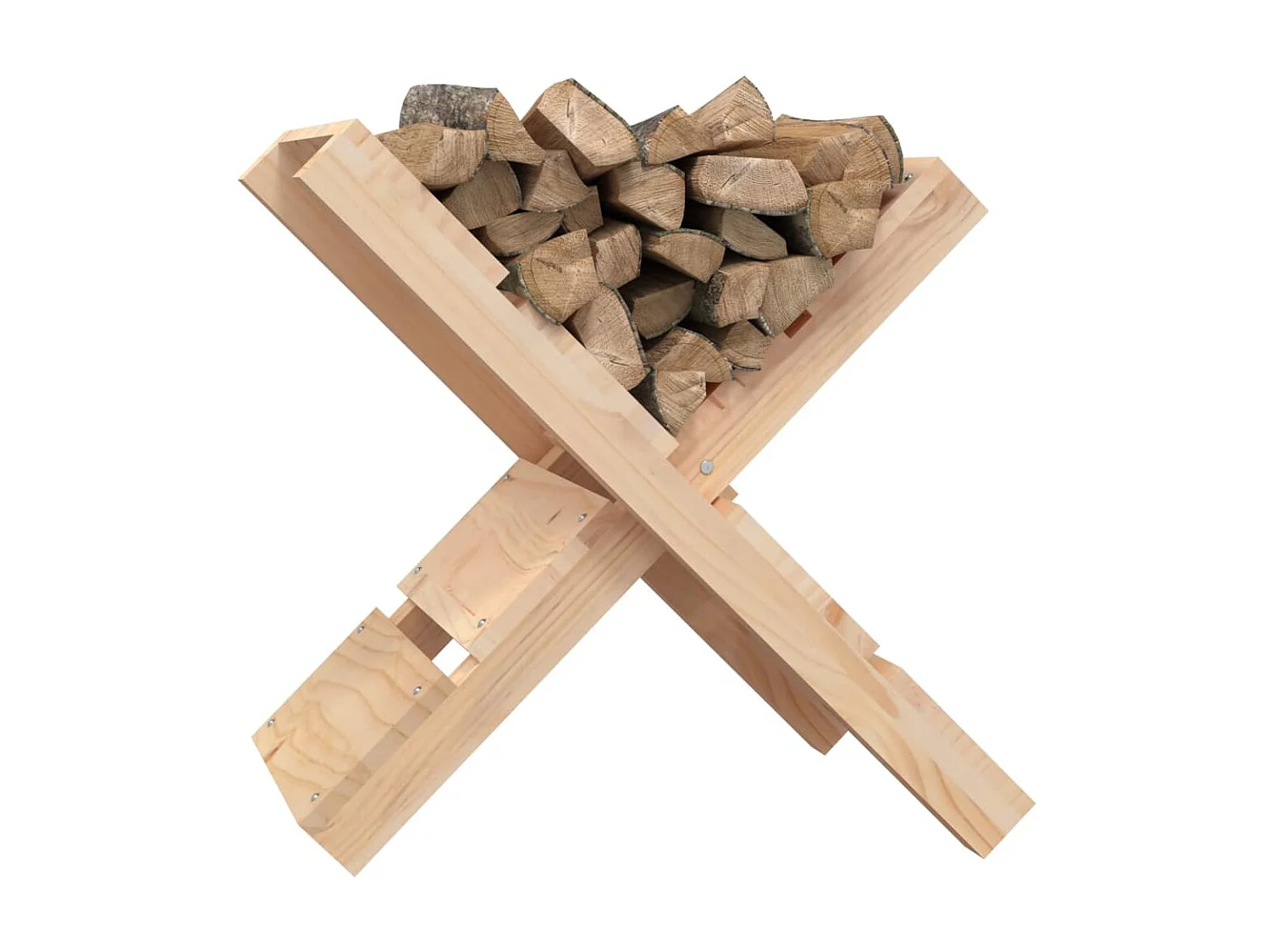 Porte-bûches 47x39,5x48 cm Bois massif de pin -ASAF84249 BonneVie Meuble