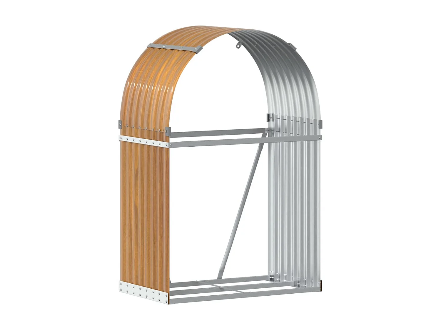 Porte-bûches marron clair 80x45x120 cm acier galvanisé EFVE57921 BonneVie Meuble