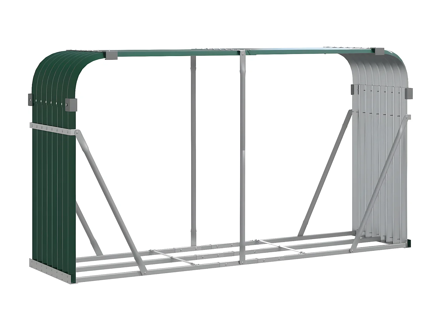 Porte-bûches vert 234x45x100 cm acier galvanisé EFVE55163 BonneVie Meuble