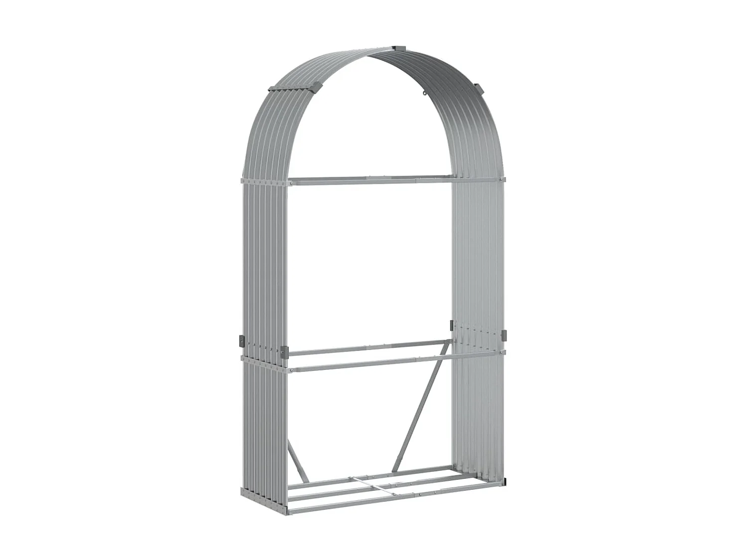 Porte-bûches gris clair 120x45x210 cm acier galvanisé EFVE91721 BonneVie Meuble