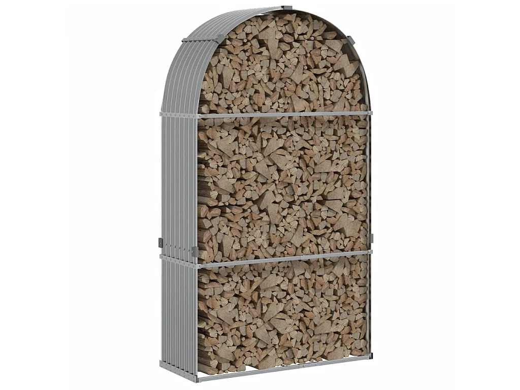 Porte-bûches gris clair 120x45x210 cm acier galvanisé EFVE91721 BonneVie Meuble