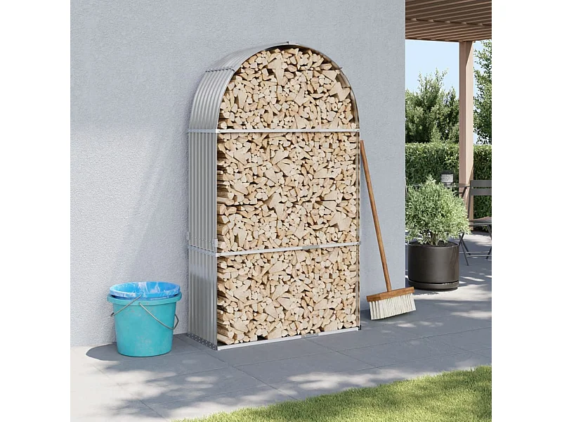 Haardhoutopslag 120x45x210 cm gegalvaniseerd staal lichtgrijs NL960304