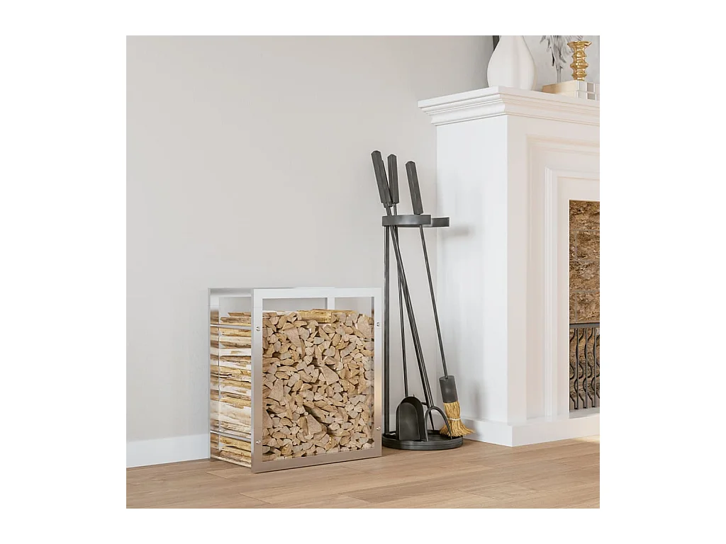 Porte-bûches 50x28x56 cm acier inoxydable -ASAF62743 BonneVie Meuble