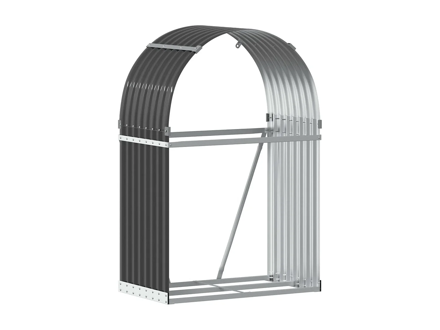 Porte-bûches anthracite 80x45x120 cm acier galvanisé EFVE19833 BonneVie Meuble