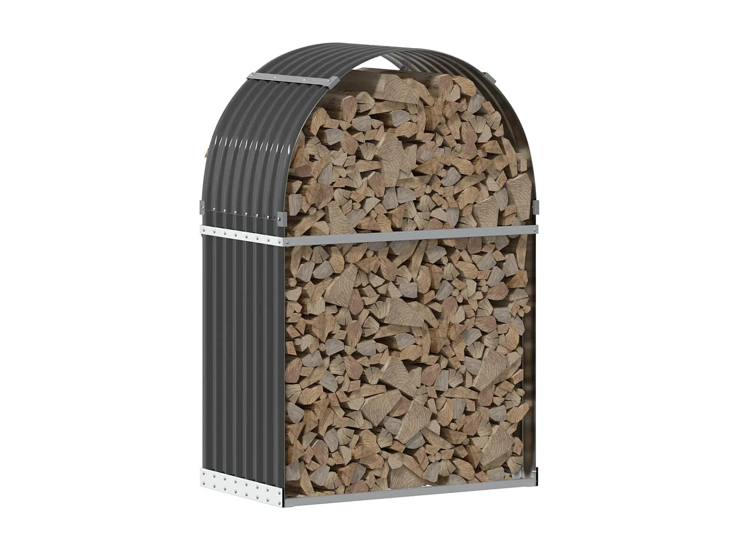 Porte-bûches anthracite 80x45x120 cm acier galvanisé EFVE19833 BonneVie Meuble