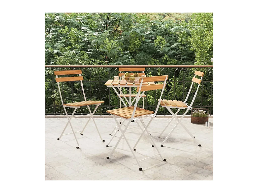 Chaises de bistrot pliantes 4 pcs Bois d'acacia solide et acier SEF95003