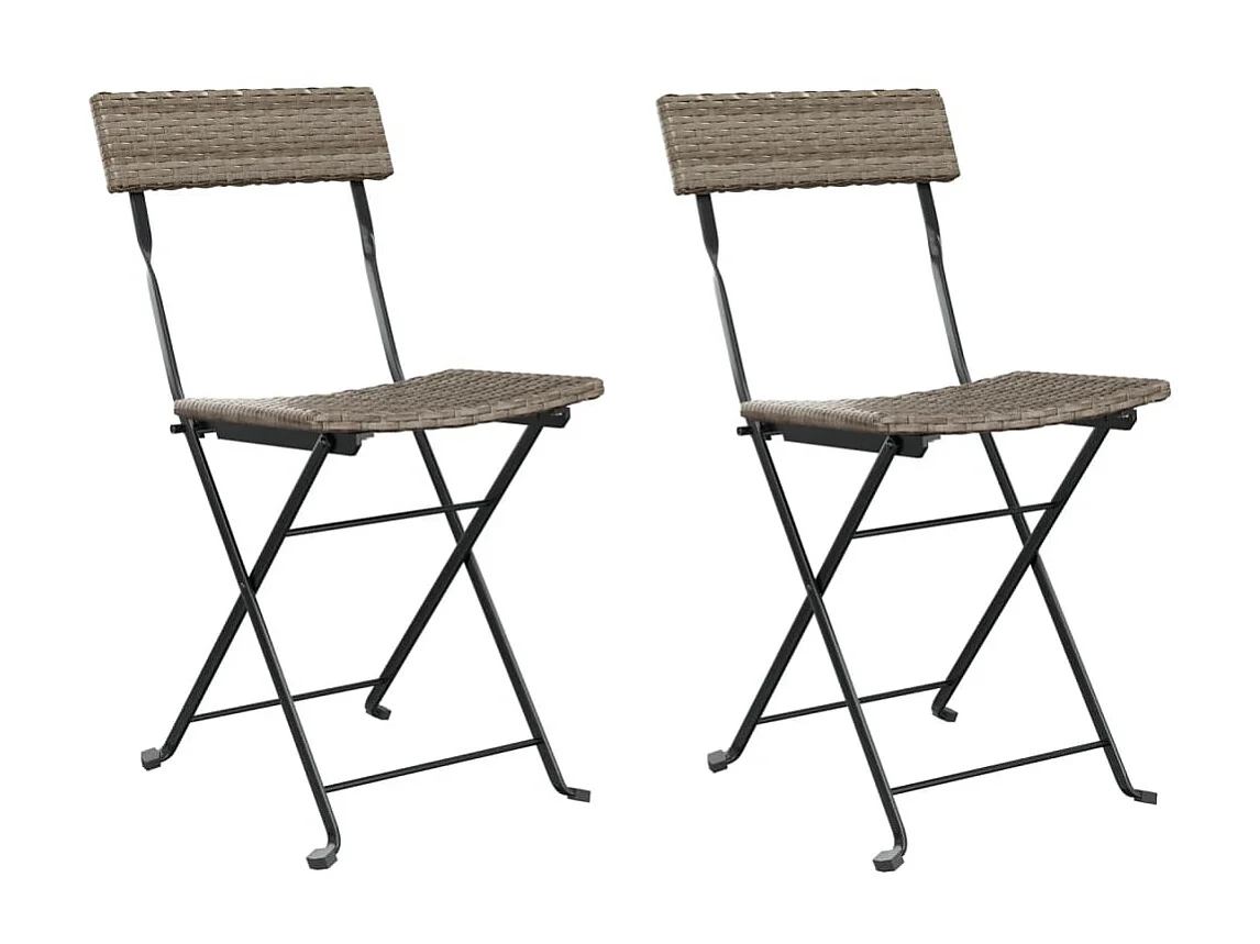 Chaises de bistrot pliantes 2 pcs Gris Résine tressée et acier SEF83602