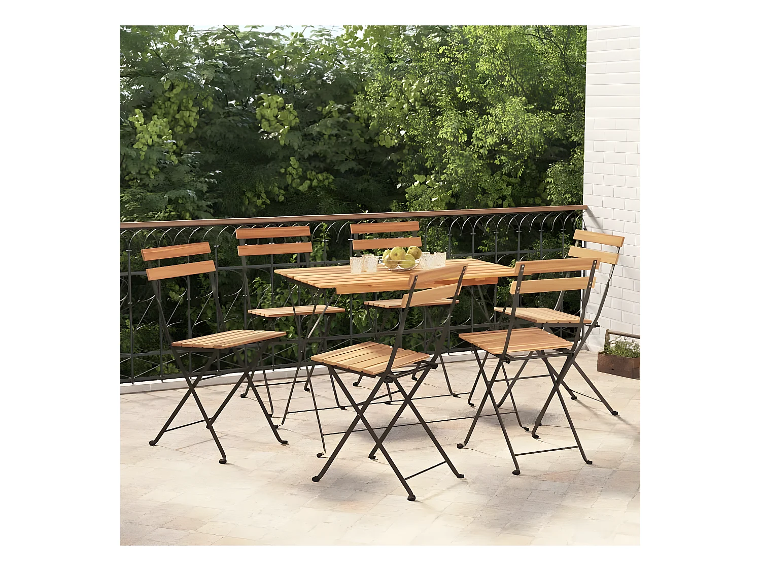 Chaises de bistrot pliantes 6 pcs Bois de teck solide et acier SEF11625