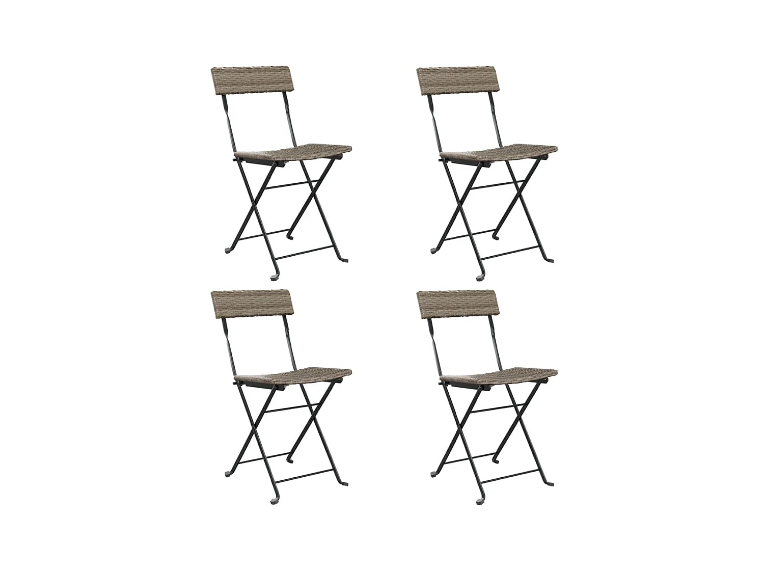 Chaises de bistrot pliantes 4 pcs Gris Résine tressée et acier SEF48898