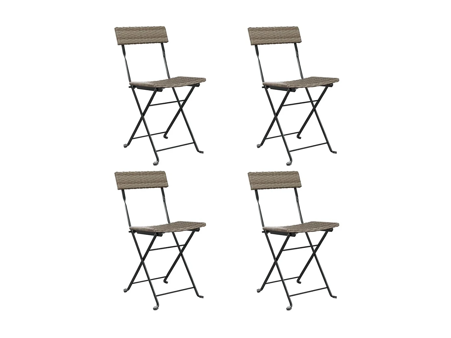 Sillas cafetería plegables 4 uds acero y ratán sintético gris ES48110