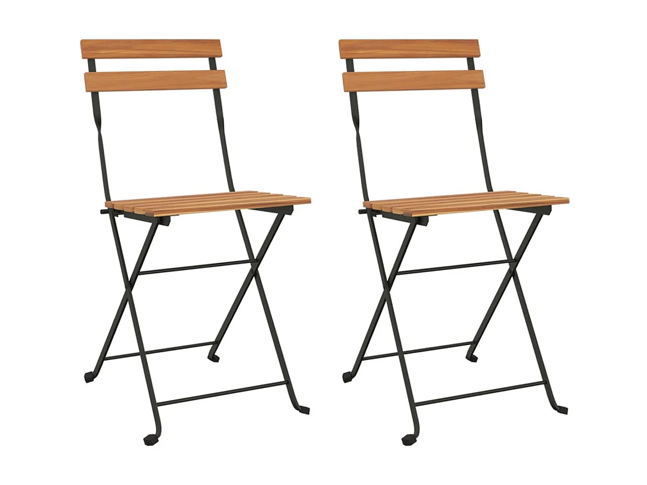 Cadeiras de bistrô dobráveis 2 pcs madeira de teca maciça e aço PT486784