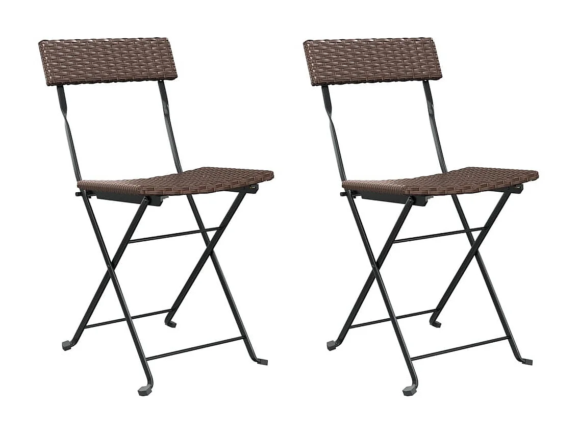 Chaises de bistrot pliantes 2pcs Marron Résine tressée et acier SEF44752