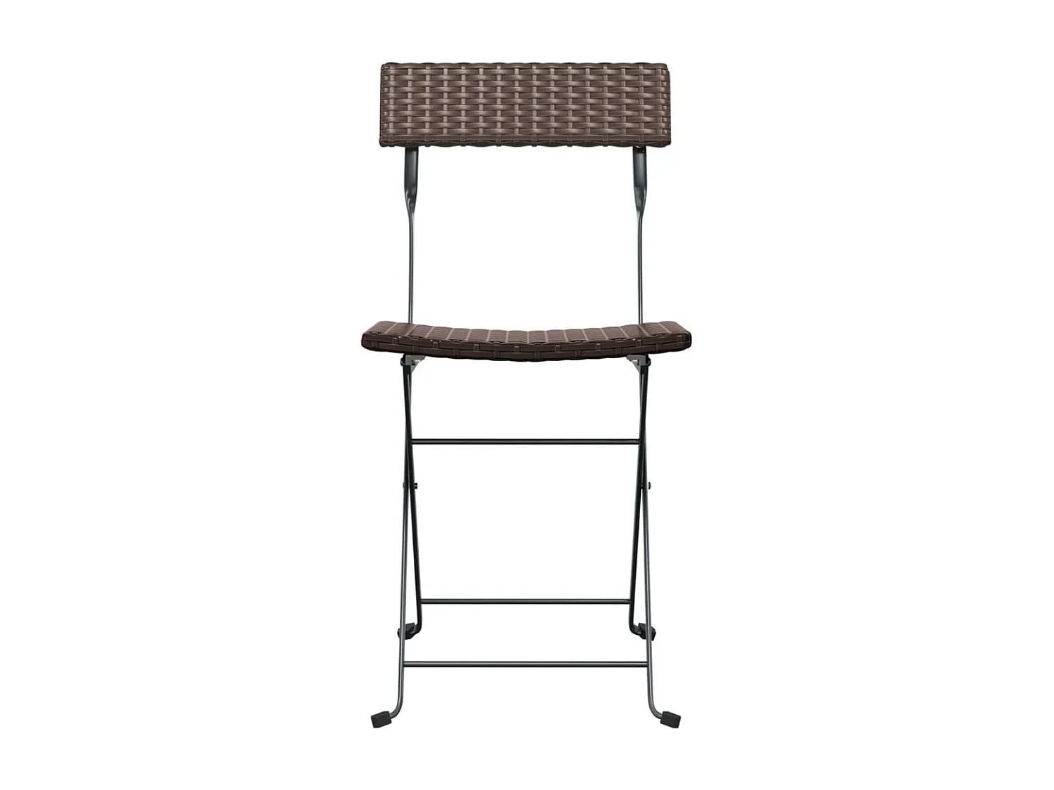 Chaises de bistrot pliantes 2pcs Marron Résine tressée et acier SEF44752