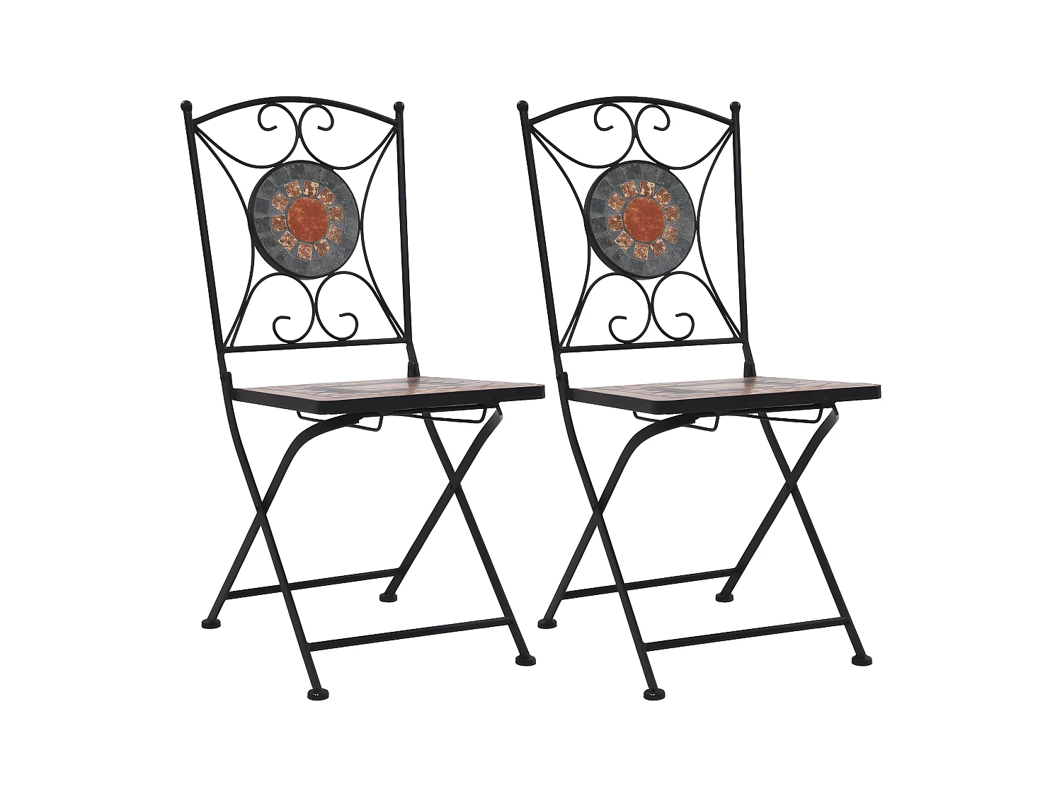 Chaises de bistrot mosaïque 2 pcs Orange et gris SEF28328