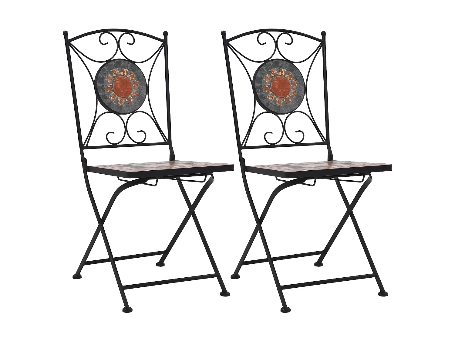 Bistrostoelen mozaïek 2 st oranje en grijs NL916235