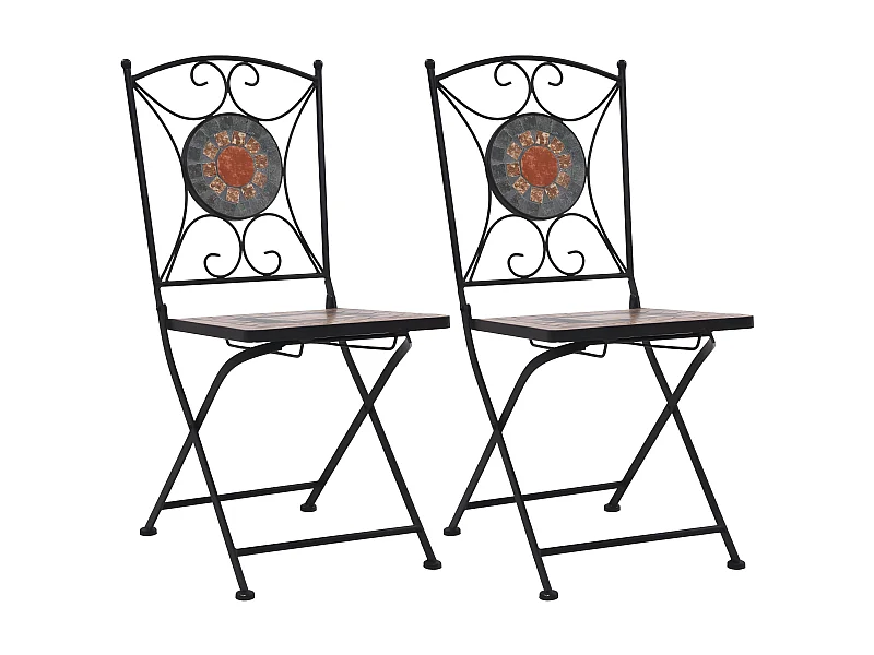 Chaises de bistrot mosaïque 2 pcs Orange et gris SEF28328