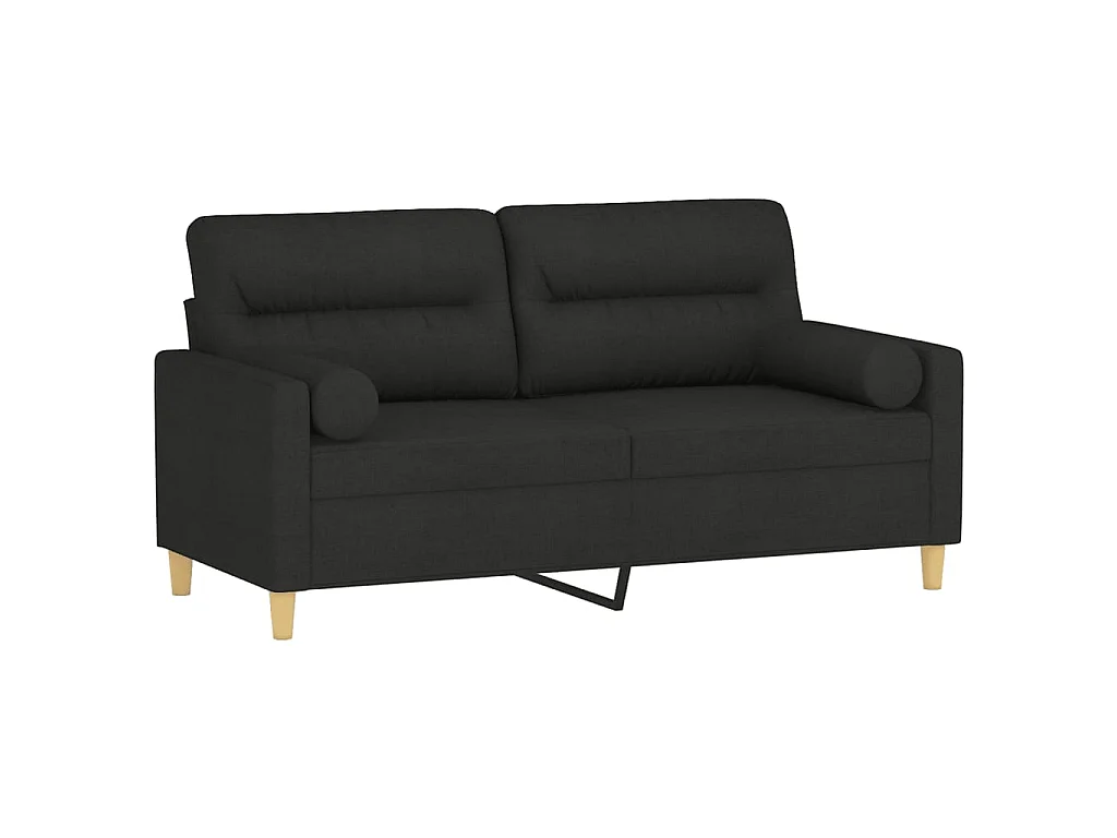 Canapé à 2 places avec oreillers décoratifs noir 140 cm tissu OLA7507