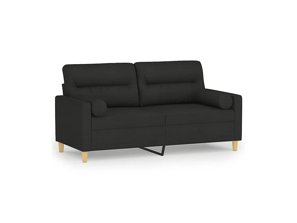 2-Sitzer-Sofa | Wohnzimmersofa mit Zierkissen Schwarz 140 cm Stoff -gkd920399