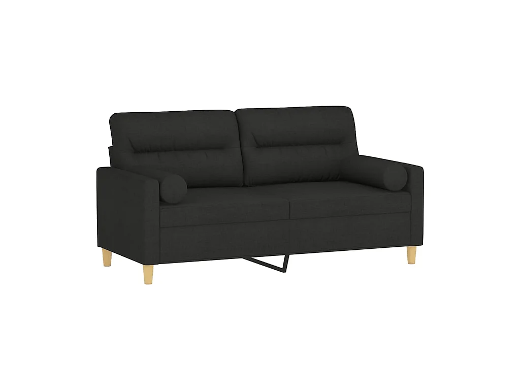 2-Sitzer-Sofa | Wohnzimmersofa mit Zierkissen Schwarz 140 cm Stoff -gkd920399