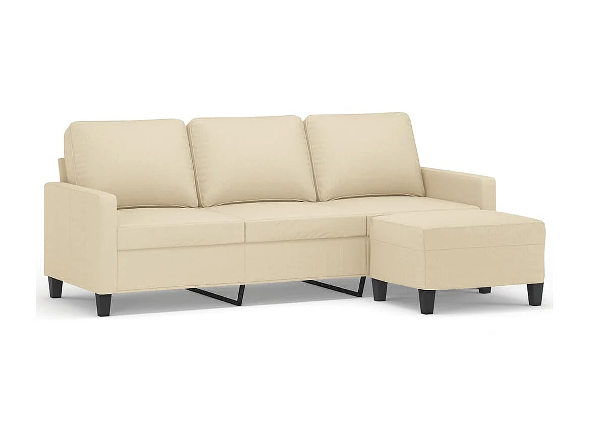 Canapé à 3 places avec repose-pieds Crème 180 cm Tissu OLA7271
