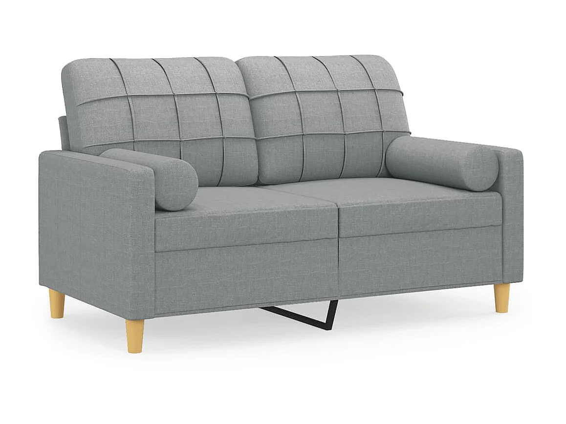 Canapé à 2 places avec oreillers gris clair 120 cm tissu OID3670