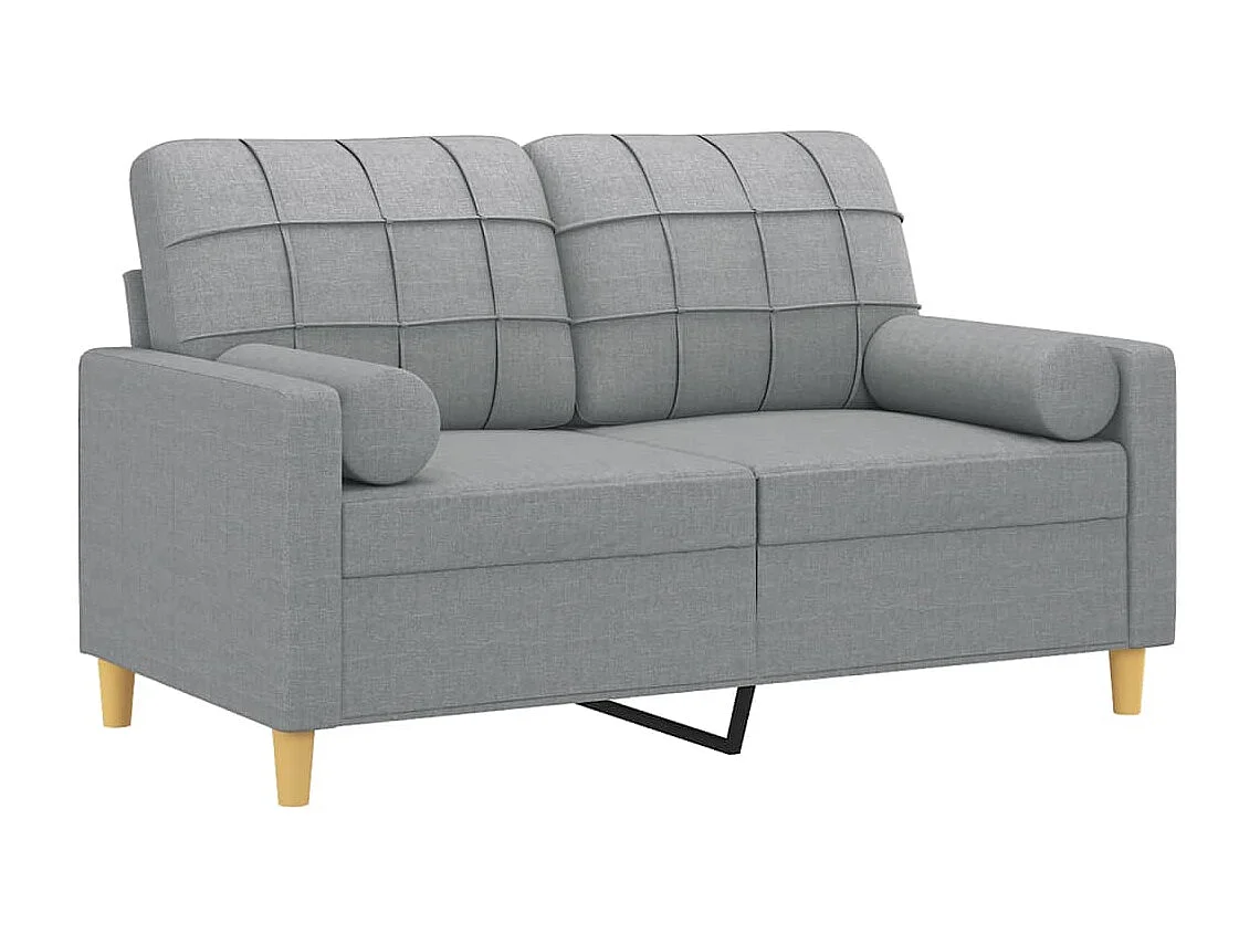 Canapé à 2 places avec oreillers gris clair 120 cm tissu OID3670