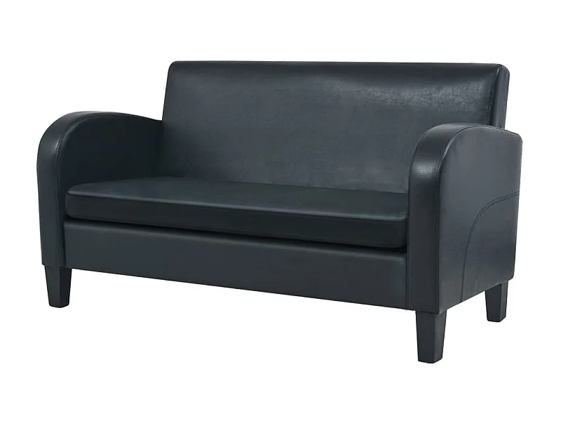 2-Sitzer-Sofa | Wohnzimmersofa Kunstleder Schwarz -gkd600671