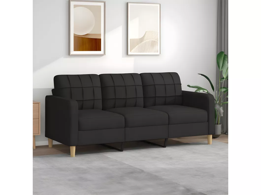 Kauf Unique 3-Sitzer-Sofa | Wohnzimmersofa Schwarz 180 cm Stoff -gkd676247