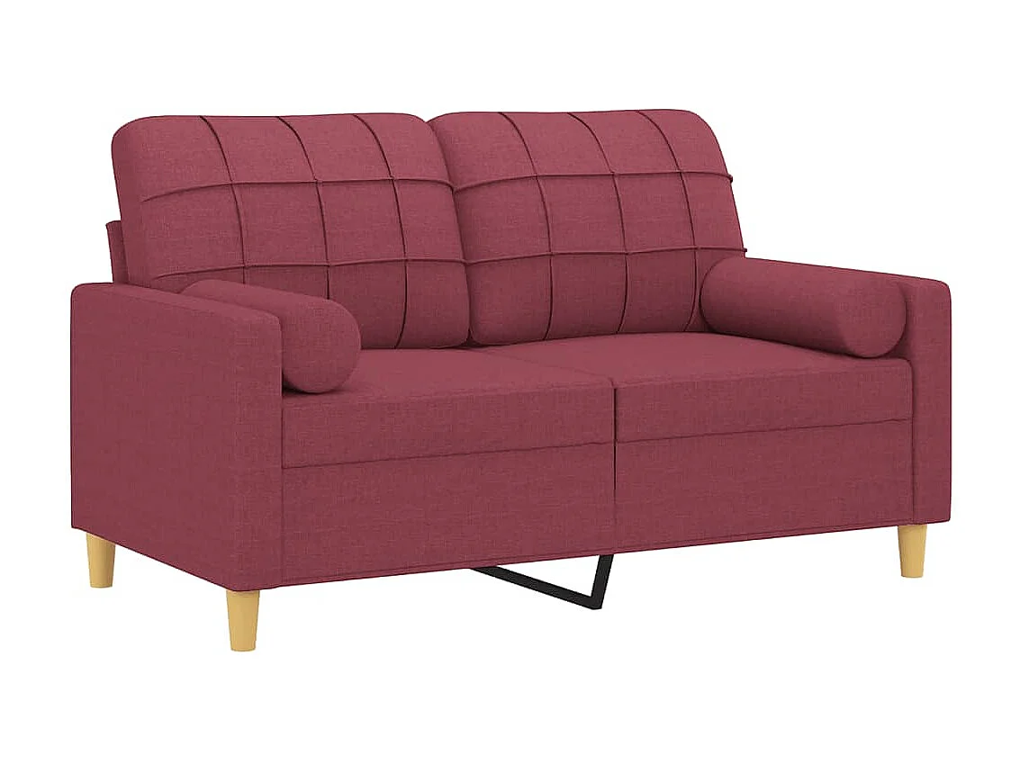 Canapé à 2 places avec oreillers bordeaux 120 cm tissu OID3458