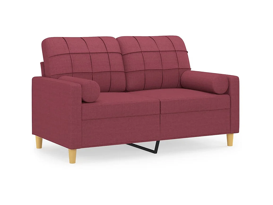 2-Sitzer-Sofa | Wohnzimmersofa mit Zierkissen Weinrot 120 cm Stoff -gkd983785