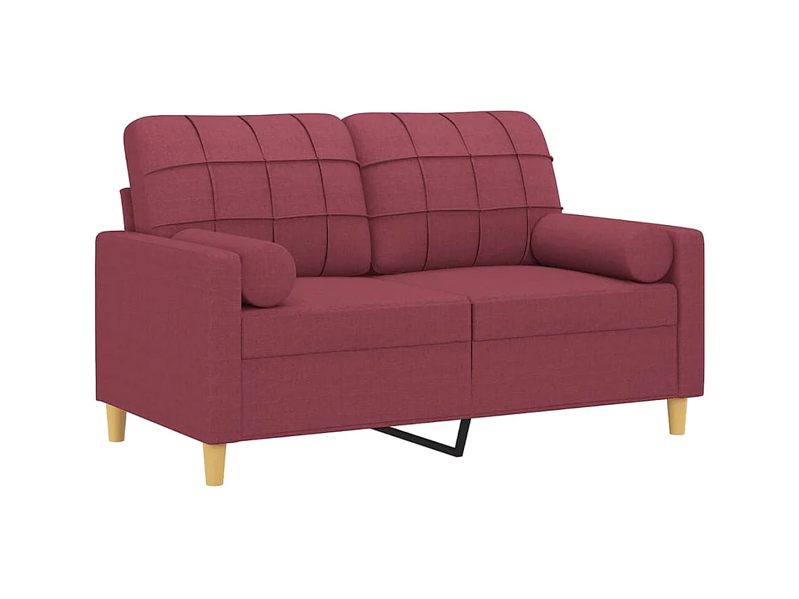 2-Sitzer-Sofa | Wohnzimmersofa mit Zierkissen Weinrot 120 cm Stoff -gkd983785