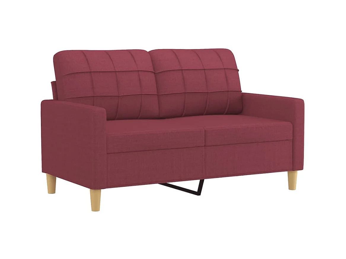 2-Sitzer-Sofa | Wohnzimmersofa mit Zierkissen Weinrot 120 cm Stoff -gkd983785