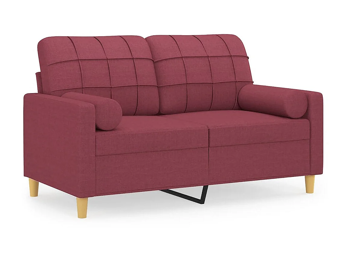 Canapé à 2 places avec oreillers bordeaux 120 cm tissu OID3458