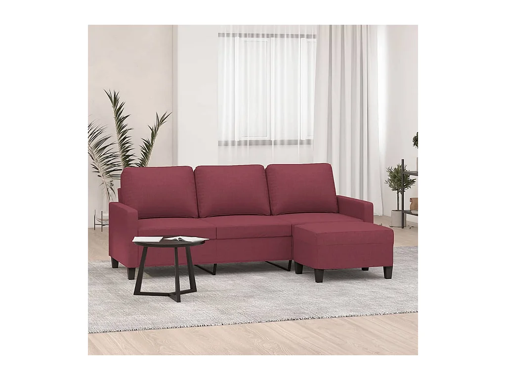 Canapé à 3 places avec repose-pieds Rouge bordeaux 180 cm Tissu OID9673