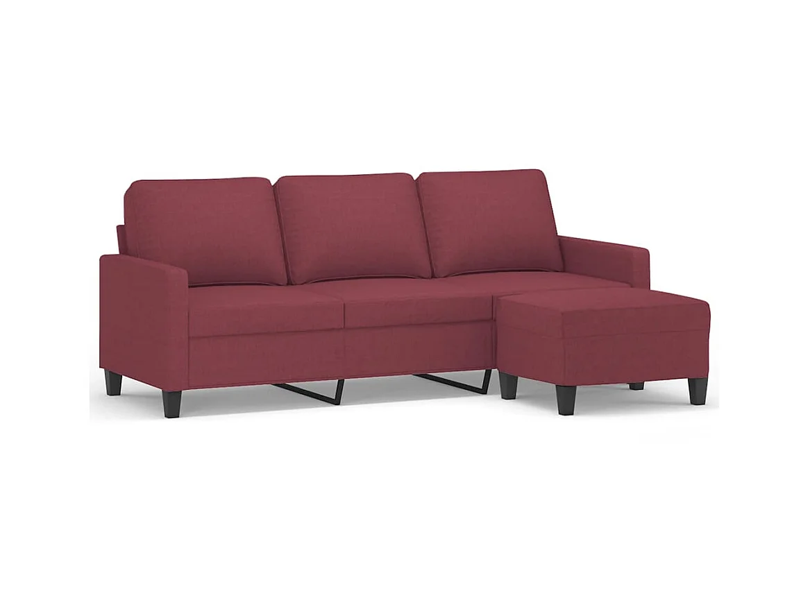 Canapé à 3 places avec repose-pieds Rouge bordeaux 180 cm Tissu OID9673