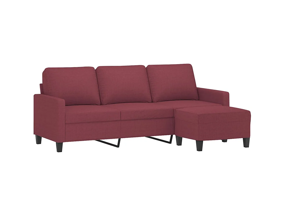 Canapé à 3 places avec repose-pieds Rouge bordeaux 180 cm Tissu OID9673